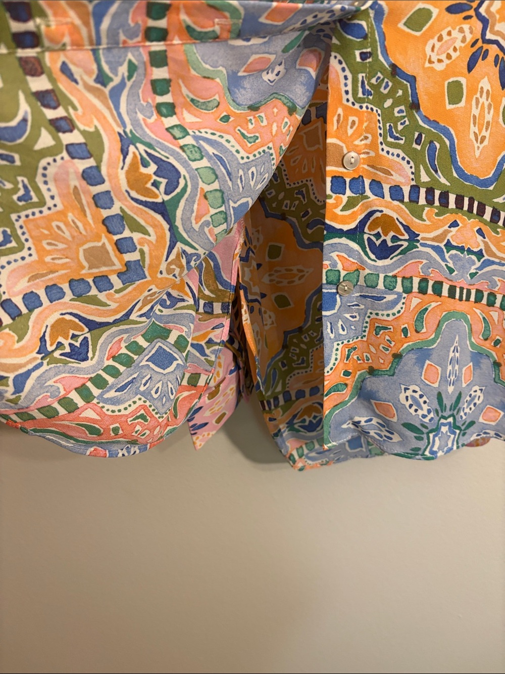 Rose and Olive Multicolor Button-Up lightweight for summer or swim coverup - Picture 5 of 8